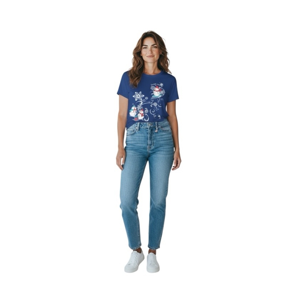 Holiday Time Royal Blue Snowman Long Sleeve Tee - Picture 11 of 12